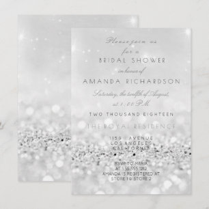 Invitation Fête des mariées de Parties scintillant blanc gris
