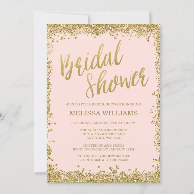 Invitation Fête des mariées de Parties scintillant Blush Pink (Devant)