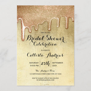 Invitation Fête des mariées de Parties scintillant épaisse or