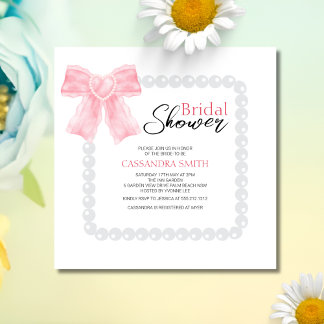 Invitation Fête des mariées de perle blanche de cou rose