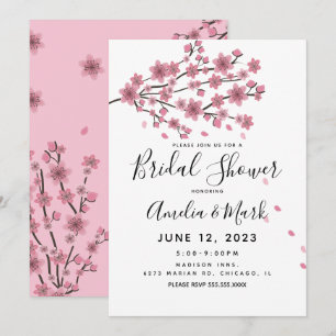 Invitation Fête des mariées de pétales blancs Cherry Blossom