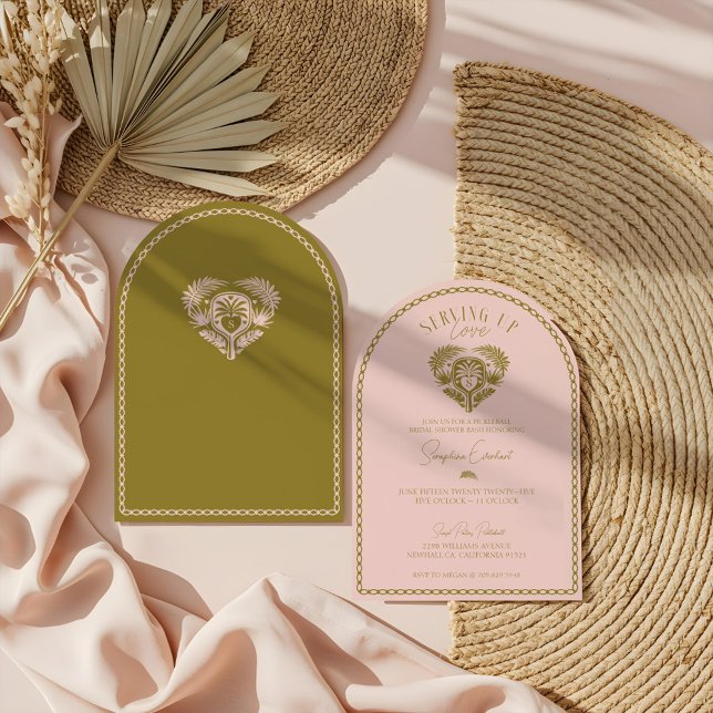 Invitation Fête des mariées de Pickleball Retro Tropical Palm (Retro Tropical Palm Tree Pickleball Bridal Shower Invitation)