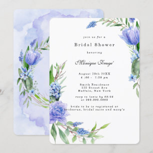 Invitation Fête des mariées de pivoine violet Dusty Blue Hyac