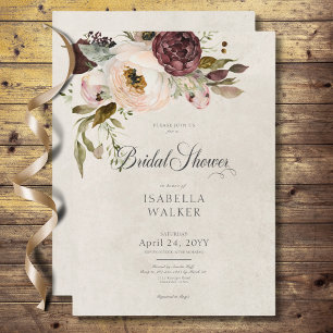 Invitation Fête des mariées de pivoines Vintages à la crème d