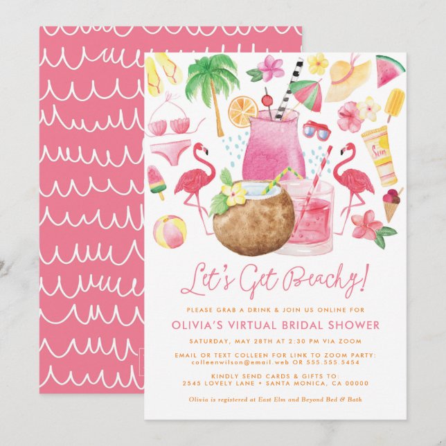 Invitation Fête des mariées de plage (Devant / Derrière)