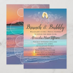 Invitation Fête des mariées de plage de Brunch et Bubbly Sand