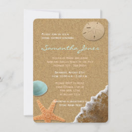 Invitation Fête des mariées de plage de sable et de coquillag