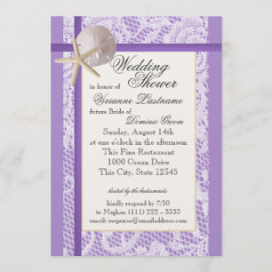 Invitation Fête des mariées de plage violet