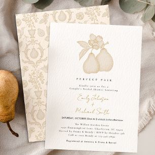 Invitation Fête des mariées de poire parfaite France Damask