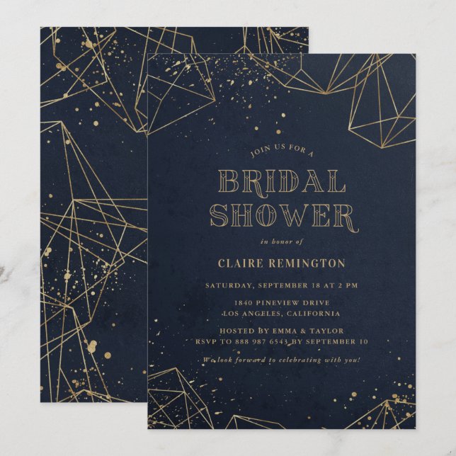 Invitation Fête des mariées de polygones géométriques Faux Go (Devant / Derrière)