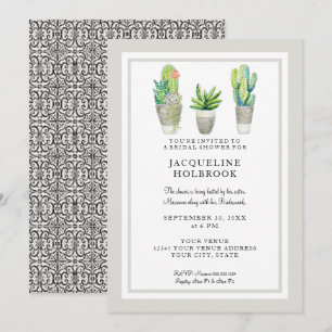Invitation Fête des mariées de pots de cactus du désert rusti