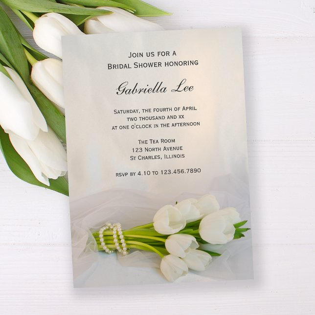 Invitation Fête des mariées de printemps du bouquet blanc Tul (Créateur téléchargé)