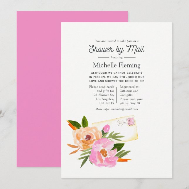 Invitation Fête des mariées de printemps Fleur sauvage aquare (Devant / Derrière)