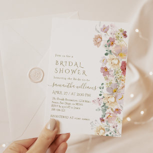Invitation Fête des mariées de printemps Fleur sauvage d'aqua