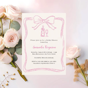 Invitation Fête des mariées de proprco à l'arc rose crème