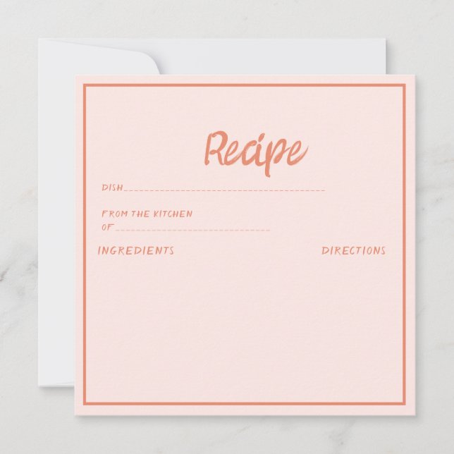 Invitation Fête des mariées de recette de l'écriture manuscri (Devant)