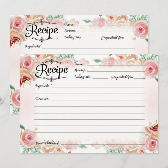 Invitation Fête des mariées de recette or Rose rose pâle rose (Devant / Derrière)