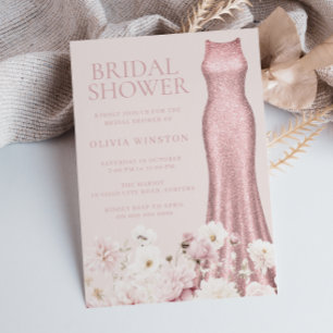 Invitation Fête des mariées de robe blush et Rose Gold