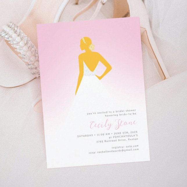 Invitation Fête des mariées de robe Mariage de Couture Blush  (Créateur téléchargé)