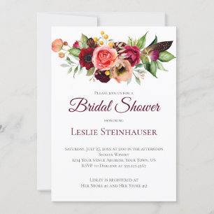 Invitation Fête des mariées de romance florale bohémienne