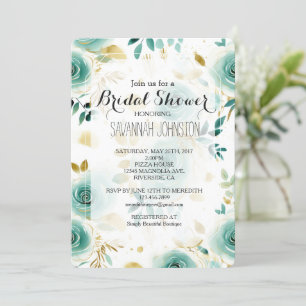 Invitation Fête des mariées de Rose Mint Green White Gold