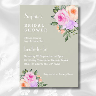 Invitation Fête des mariées de roses rose florale brillante S
