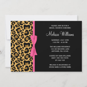 Invitation Fête des mariées de ruban imprimé Leopard Motif ro