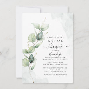 Invitation Fête des mariées de script botanique Eucalyptus Fo