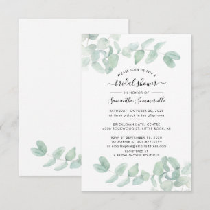 Invitation Fête des mariées de script Eucalyptus aquarelle