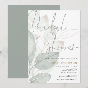 Invitation Fête des mariées de script Gold de Sage Foliage mo