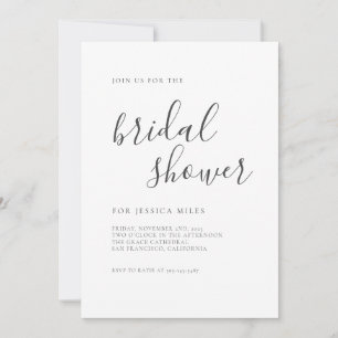 Invitation Fête des mariées de script minimaliste