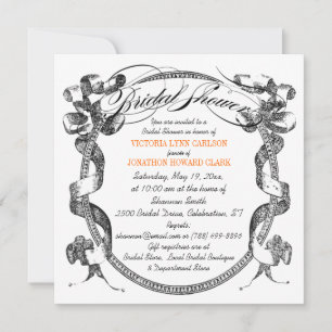 Invitation Fête des mariées de script vintage Flourish Banner