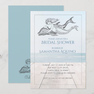 Invitation Fête des mariées De Sirène Et Dauphin