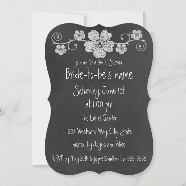 Invitation Fête des mariées de tableau de bord blanc sauvage  (Devant)