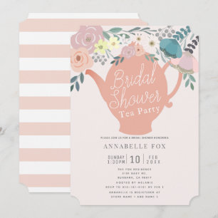 Invitation Fête des mariées de Tea Party de Pink Floral