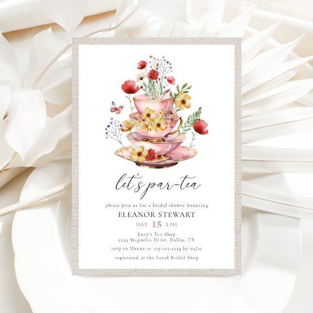 Invitation Fête des mariées de Tea Party Fleur sauvage aquare (Créateur téléchargé)