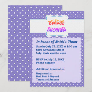 Invitation Fête des mariées de texte Coeur Pois bleu et blanc