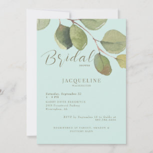 Invitation Fête des mariées de texte Seafoam Gold