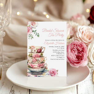 Invitation Fête des mariées de thé à brunch rose pâle Floral