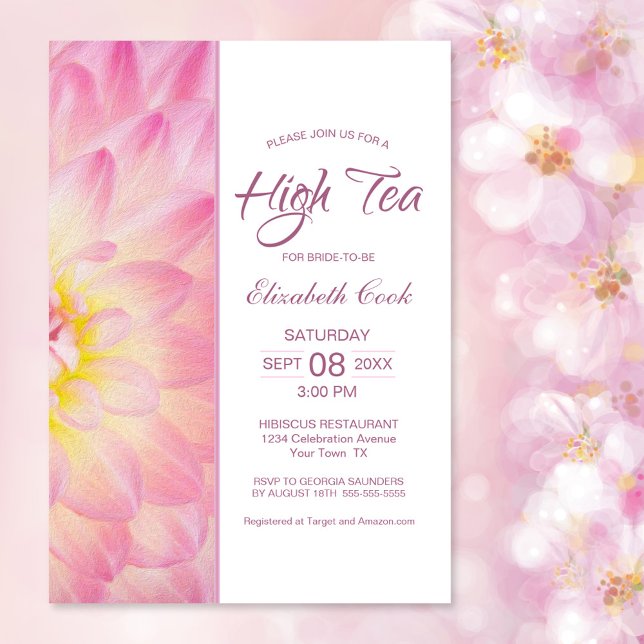 Invitation Fête des mariées de thé à haute teneur florale ros (Créateur téléchargé)