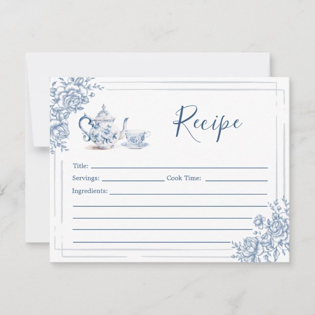 Invitation Fête des mariées de thé Blue Victorian Garden Rece (Devant)