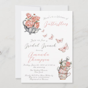 Invitation Fête des mariées de thé de papillons Brunch à vie