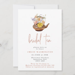 Invitation Fête des mariées de théière en cuivre floral vinta
