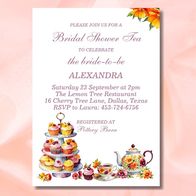 Invitation Fête des mariées de thés Whimsical Lilac Floral Ro (Créateur téléchargé)