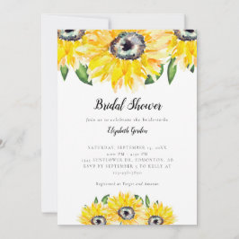 Invitation Fête des mariées de tournesol Elégant aquarelle ch