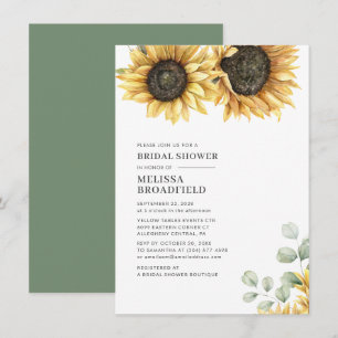 Invitation Fête des mariées de tournesol Eucalyptus