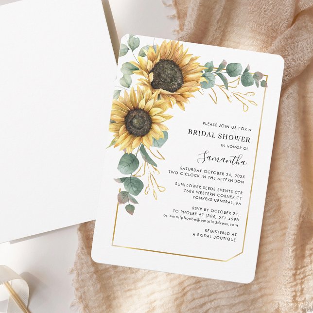 Invitation Fête des mariées de tournesol floral aquarelle (Watercolor Floral Sunflower Bridal Shower Invitation)