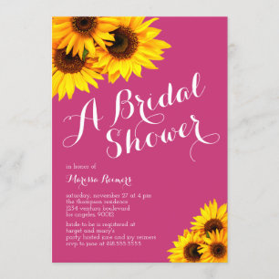 Invitation Fête des mariées de tournesols rose et jaune