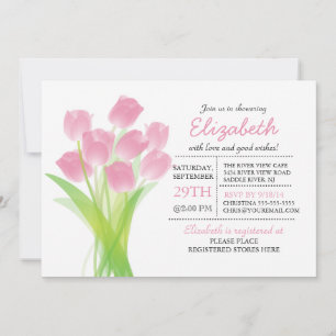 Invitation Fête des mariées de tulipe rose typographique mode