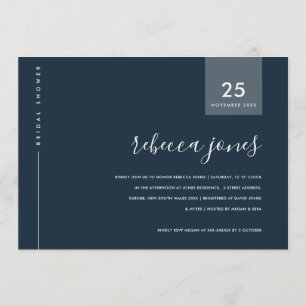 INVITATION FÊTE DES MARIÉES DE TYPOGRAPHIE DE LA MARINE BLEUE